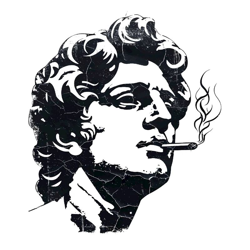 Ancient Statue Smoking Cigarette – Dark Art