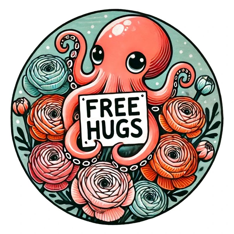 Octopus Free Hugs Round Patch