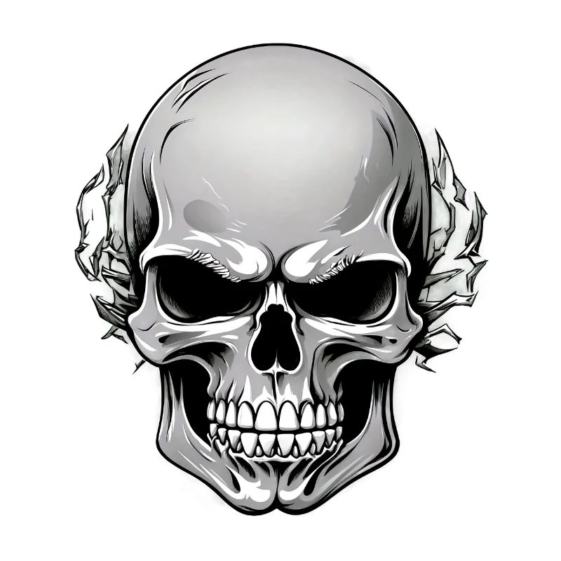 Skull with dark leaf wreath