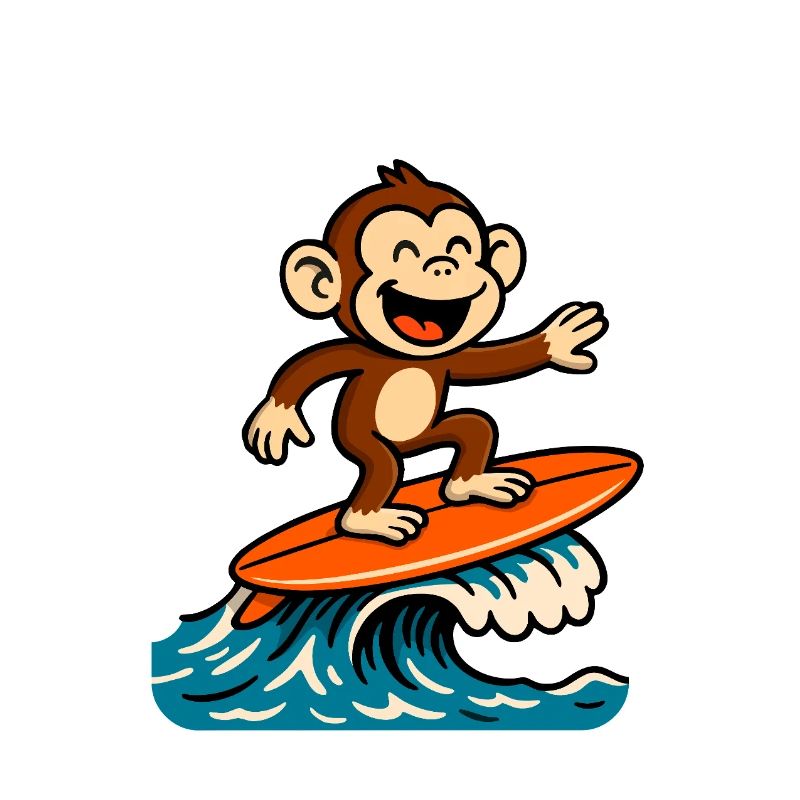 Surfing Monkey Cartoon – Sommer-Tropendesign