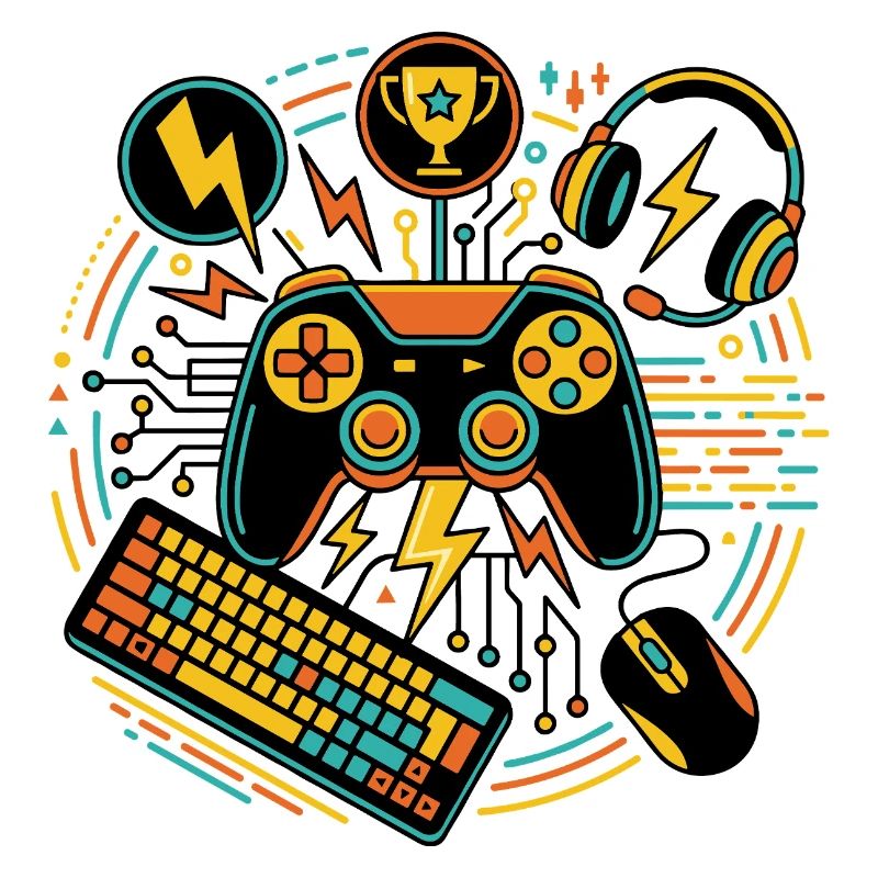 Neon Gaming Controller Motif