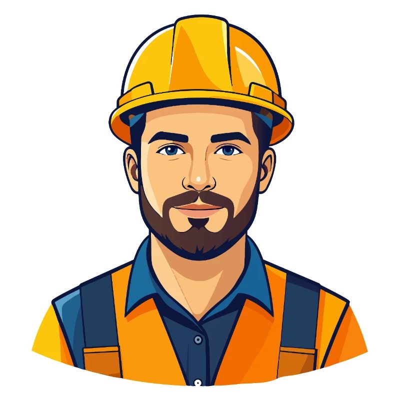Construction worker with helmet illustration construction site motif