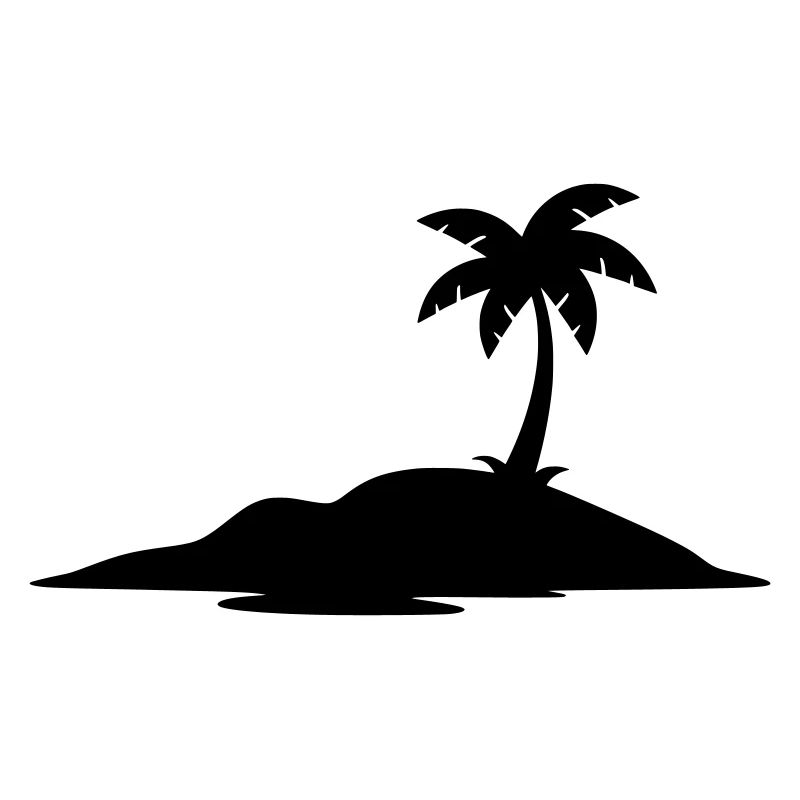 Île tropicale avec silhouette de palmier