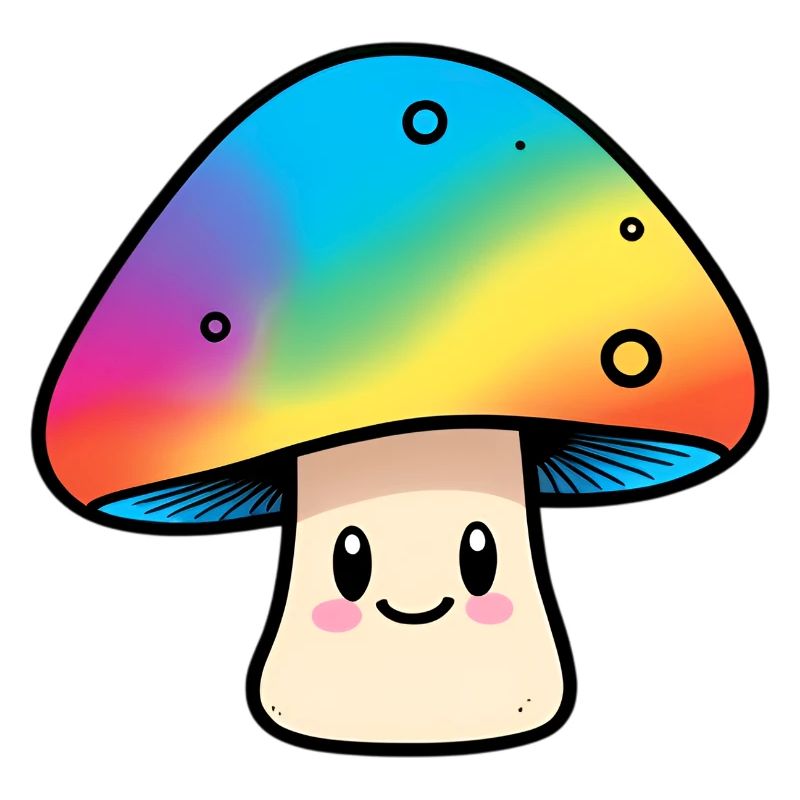 Conception des champignons arc-en-ciel Kawaii