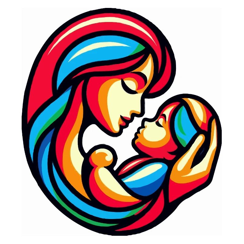 Harmonie colorée mère-enfant