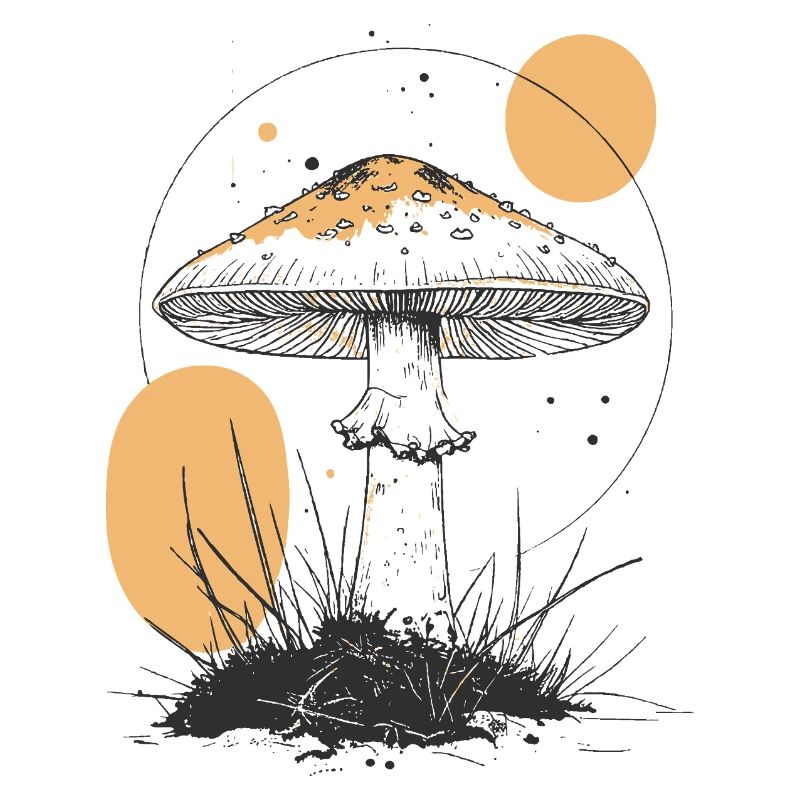 Moonlight Forest Mushroom Silhouette