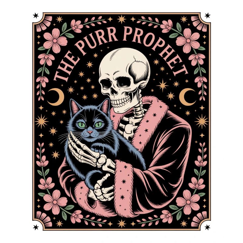 Le Squelette du Prophète Ronronner avec le Chat Noir