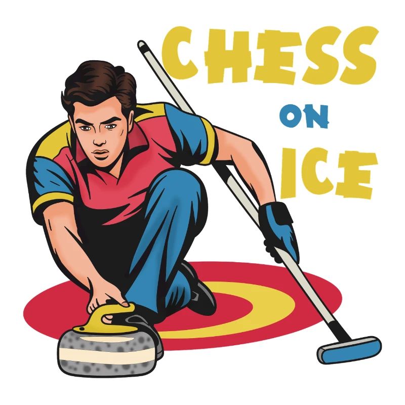 Schach auf dem Eis: Eis-Curling Motiv