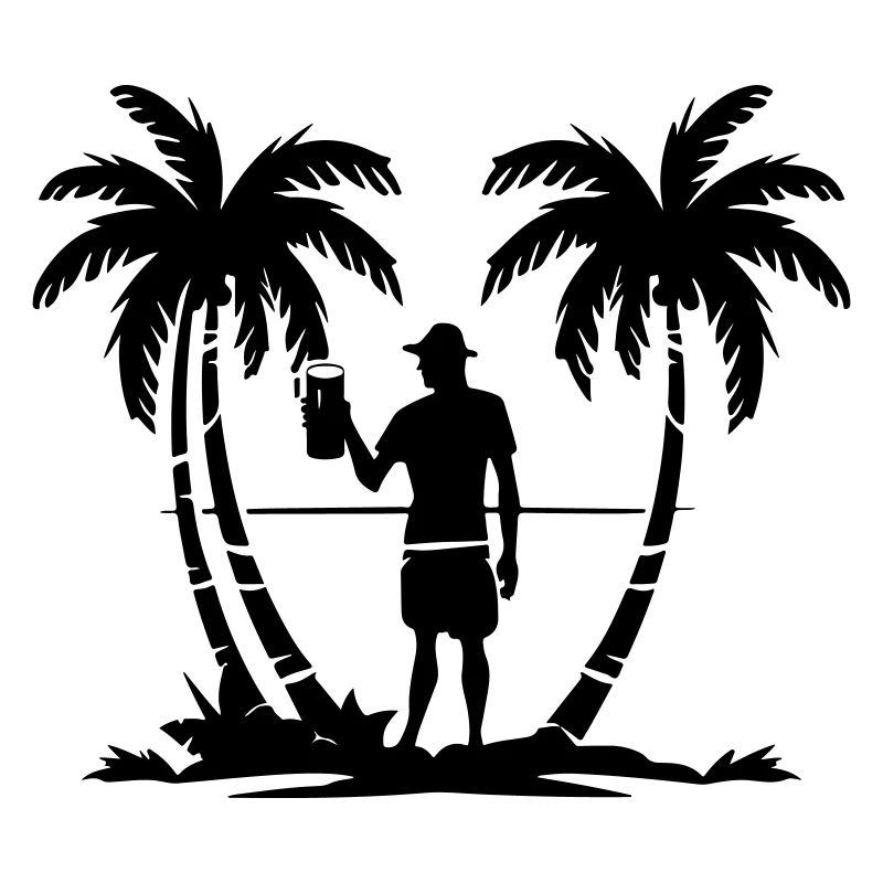Silhouette de plage de palmiers de vacances