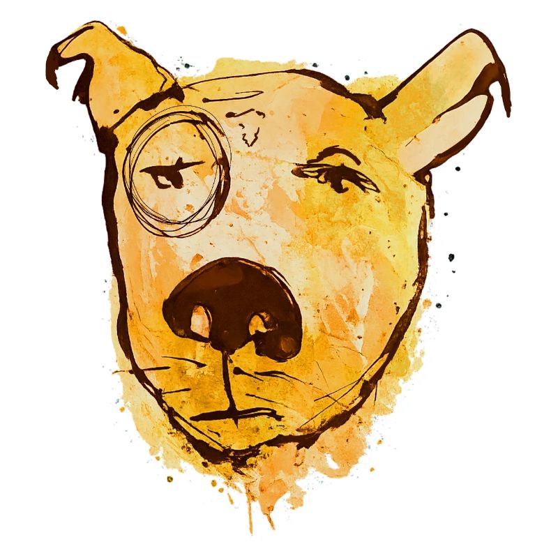 Chien aquarelle avec monocle