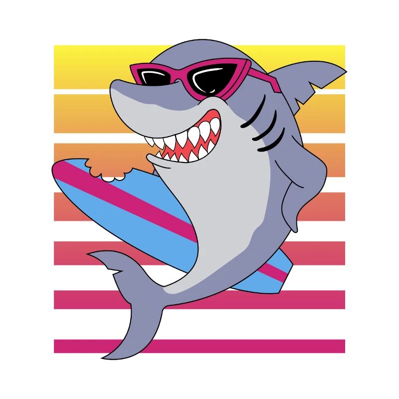 Requin surfeur rétro avec lunettes de soleil graphique