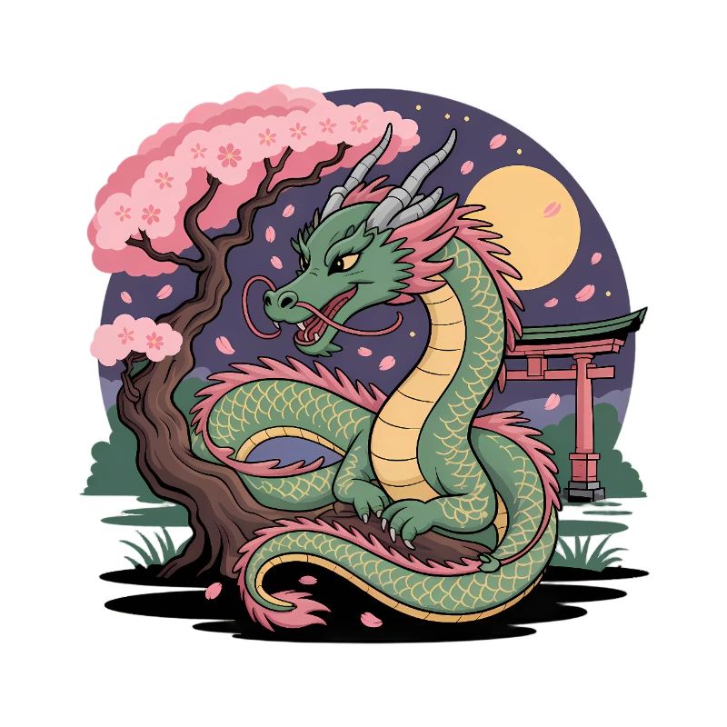 Dragon Sakura sous lune