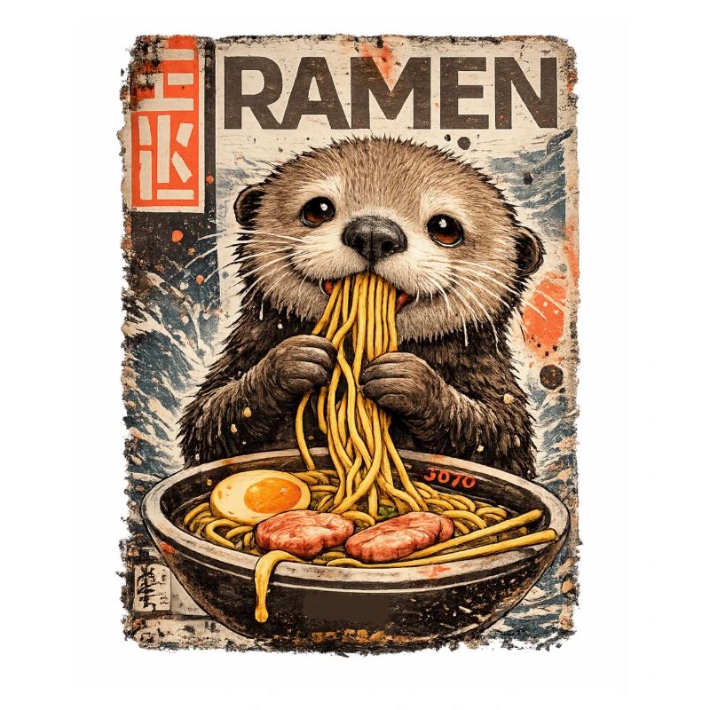 Affiche vintage Ramen Otter