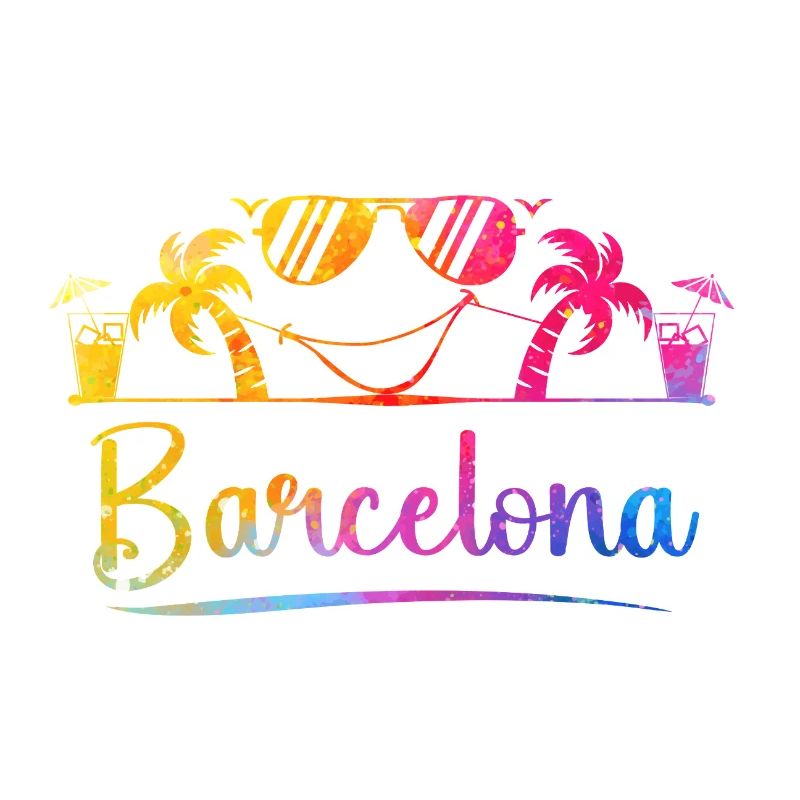 Coucher de soleil de palmier de Barcelona Beach