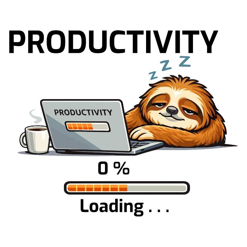 Productive Sloth on Laptop
