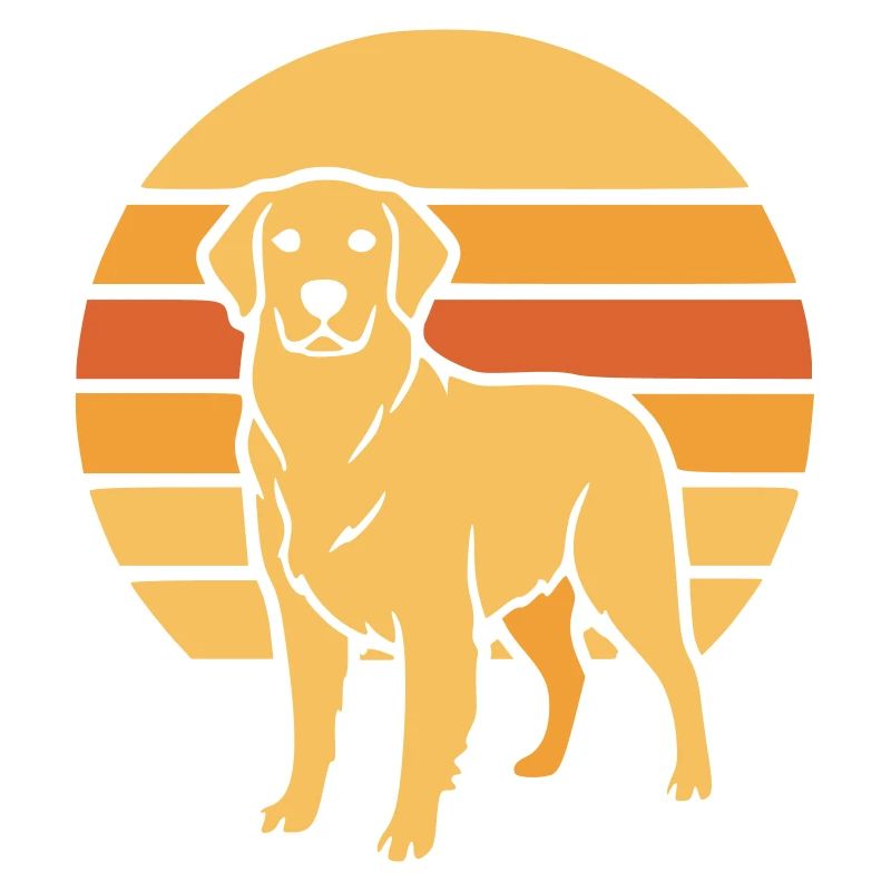 Dog Retro Sunset Flat Icon