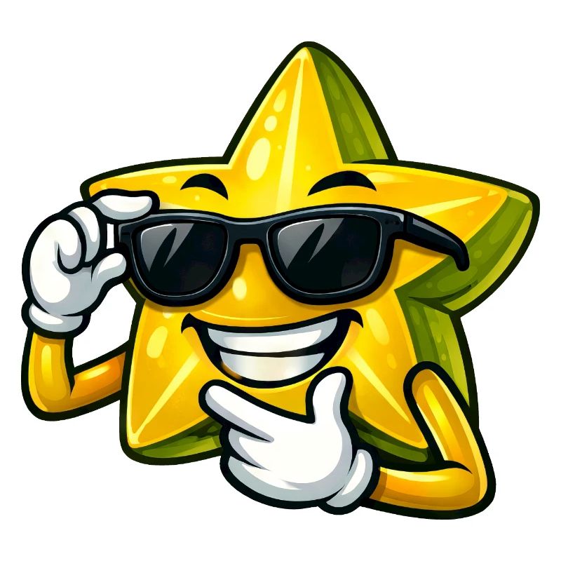 Cool Star Fruit Cartoon Design Summer Fruit Comic