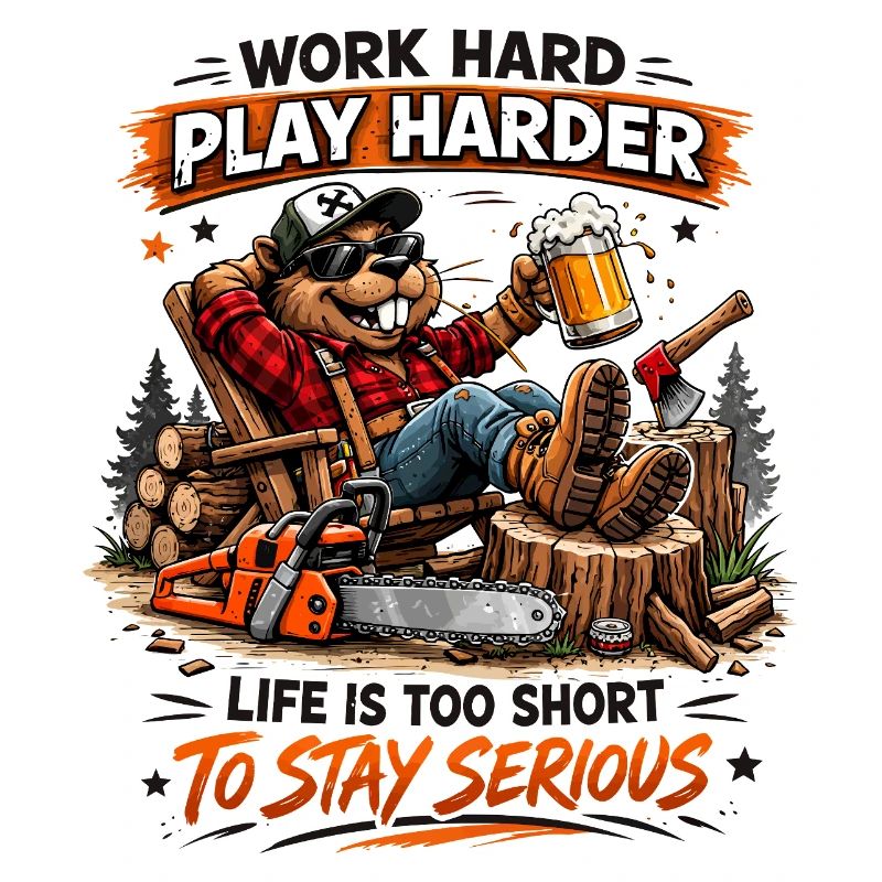 Travailler dur, jouer, plus dur, bûcheron