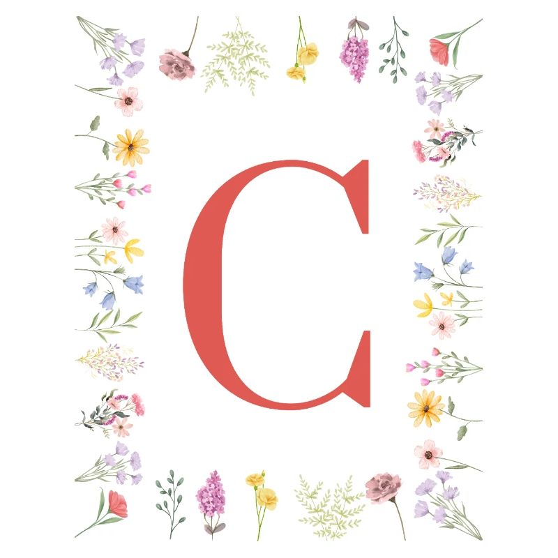 Initiales florales « C », monogramme de lettres