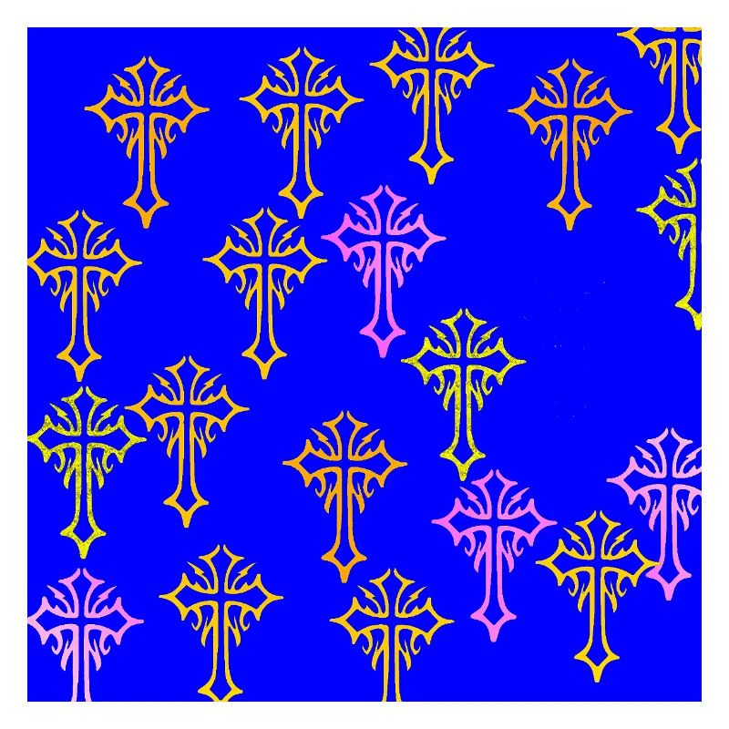 Neon Cross Pattern on Cobalt Blue