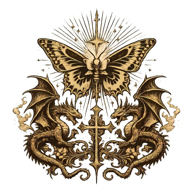 Papillon occulte avec dragon – Gothic Dark
