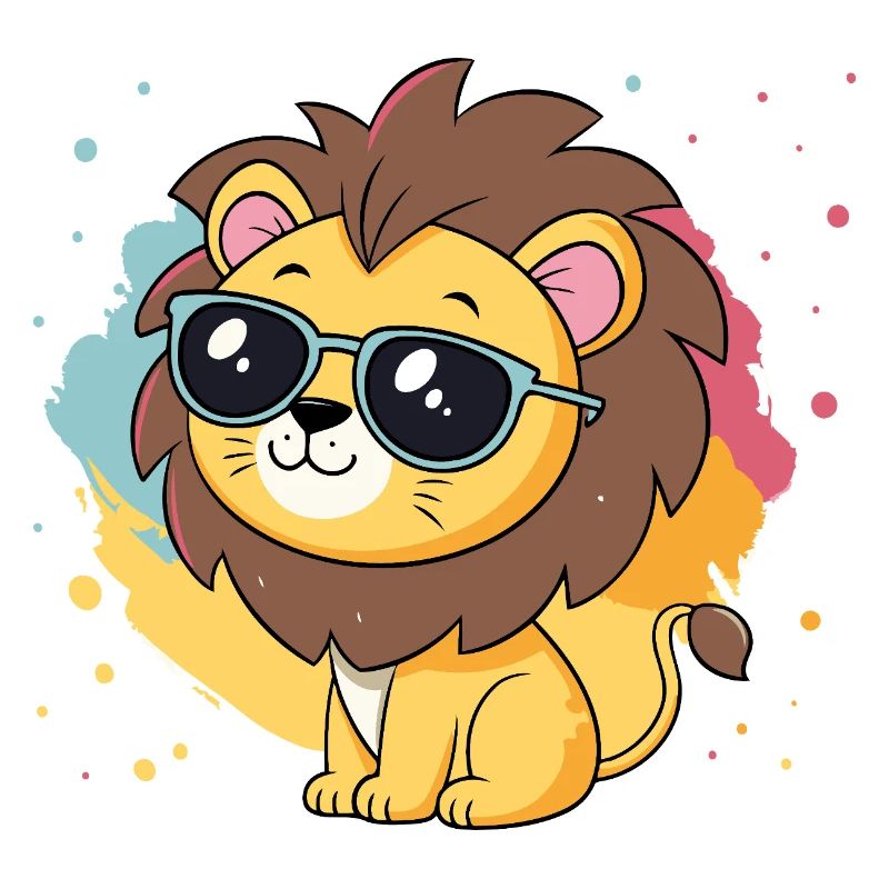 Lion coloré avec lunettes