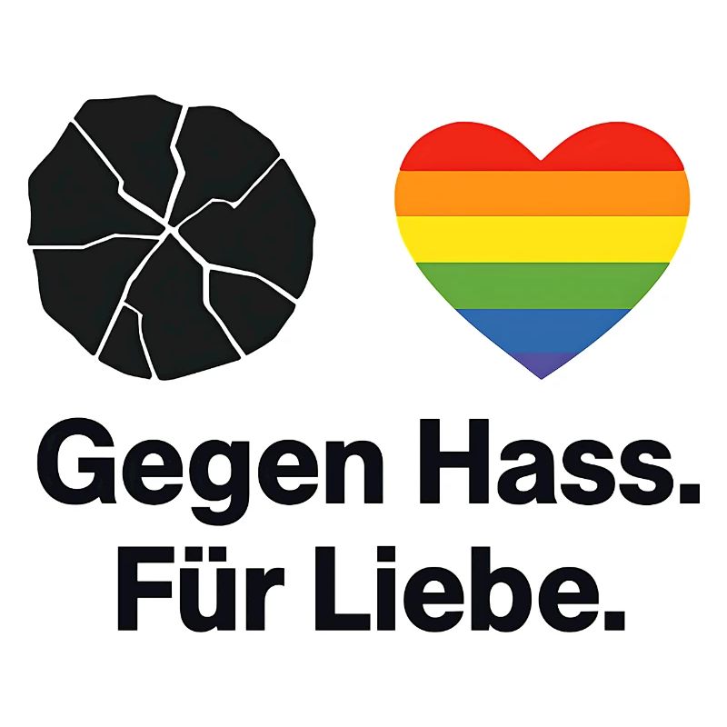 Liebe statt Hass Regenbogen Herz Spruch