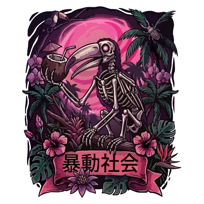 Neon Jungle Skeleton Parrot
