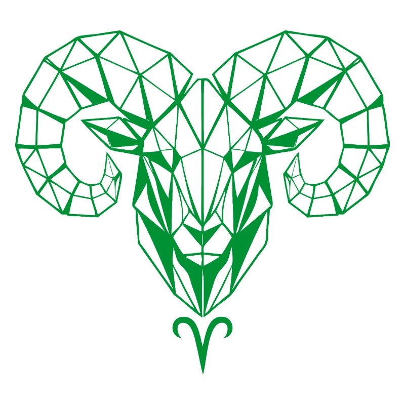 Geometric Ram Head Green
