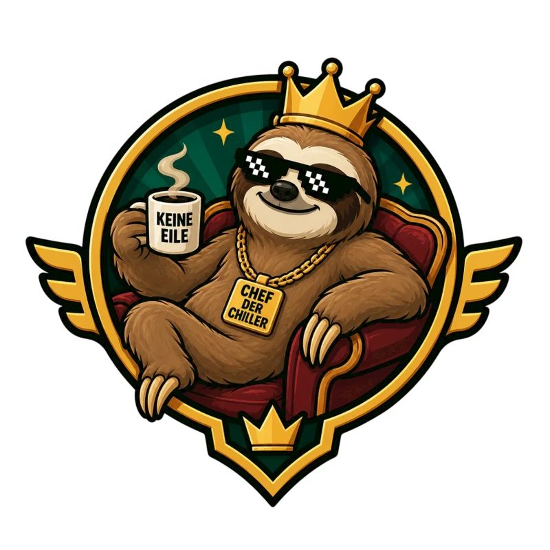 Königlicher Chiller-Sloth mit Kaffee