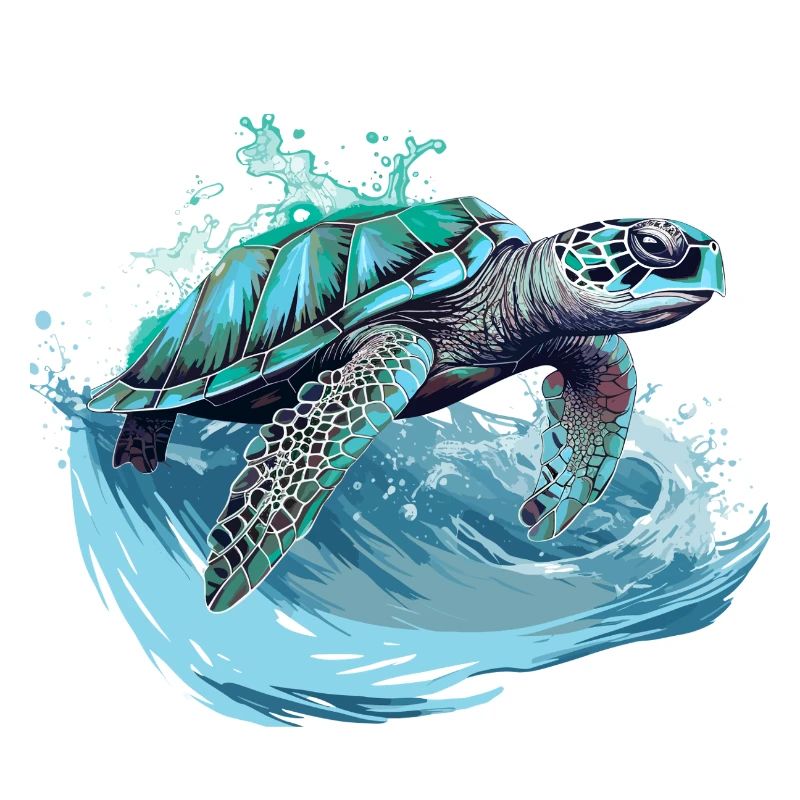 Neon Sea Turtle Wave Dance