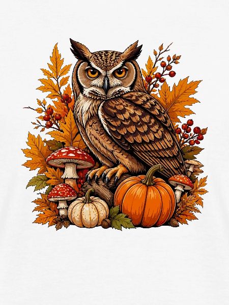 Herbst-Eule mit Kürbis