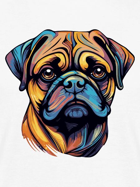 Mops Hund Kopf Bunt