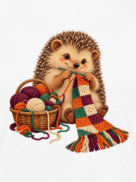 Igel häkelt einen Patchwork-Schal