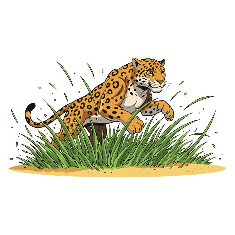 Léopard dans l’herbe – Férocité de dessin animé