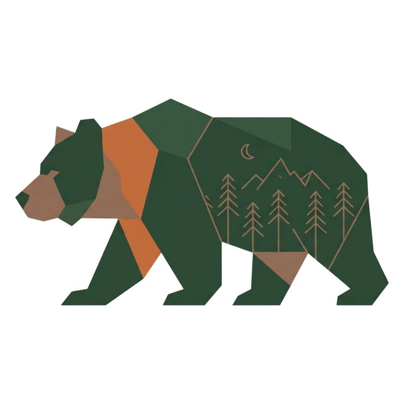 Geometric Forest Bear Moonlight