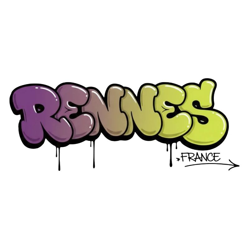 Rennes graffiti lettering with color gradient