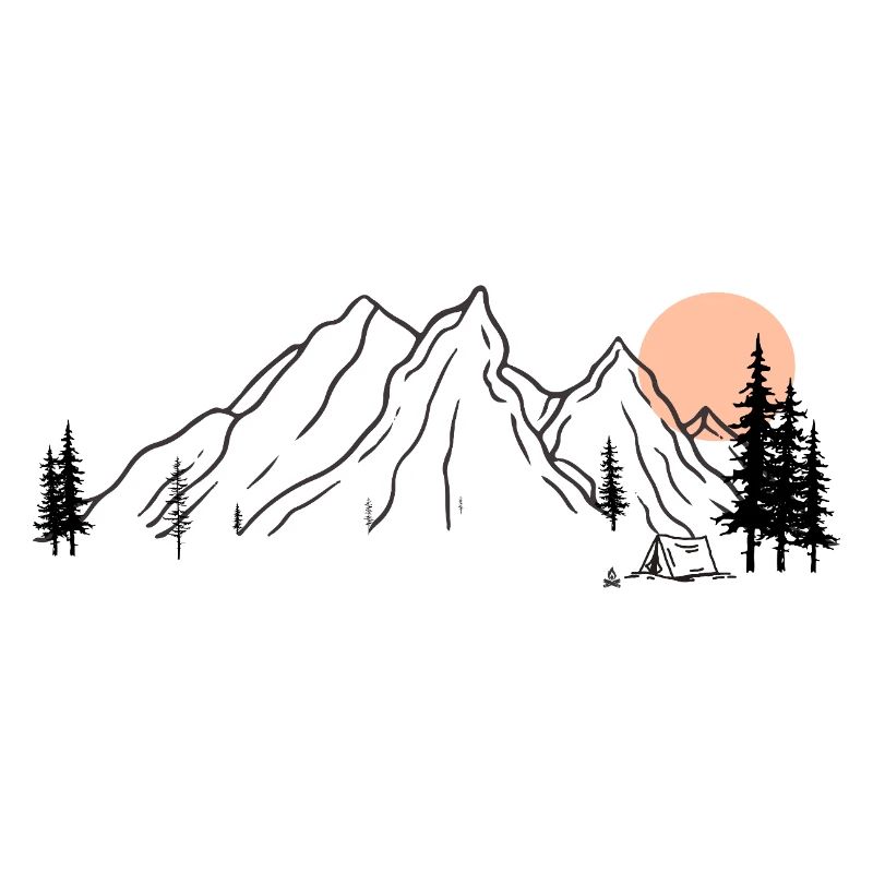 Sunrise Mountain Range Illustration
