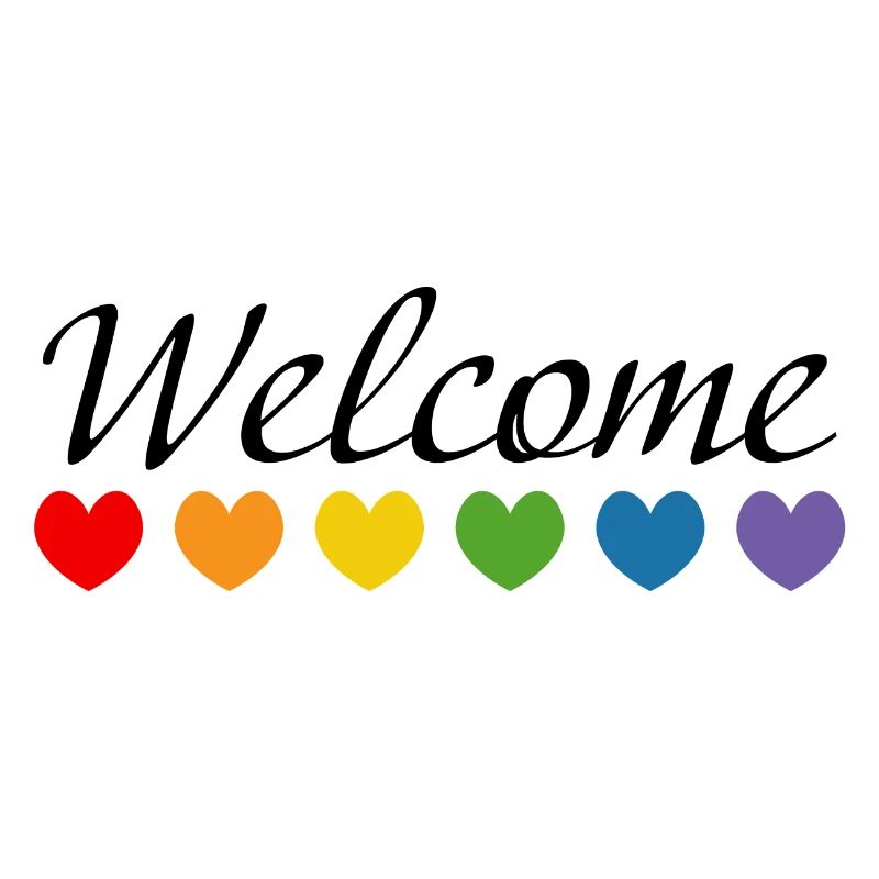 Regenbogenherzchen Welcome schwarz