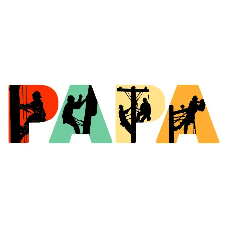 Papa Lineman Retro Silhouette Typography