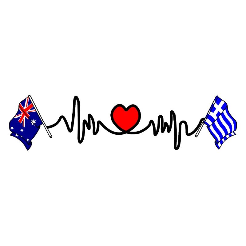 Cardio coeur avec drapeau Australie drapeau Grèce