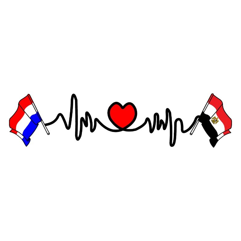 Cardio coeur avec drapeau Pays-Bas, drapeau Egypte