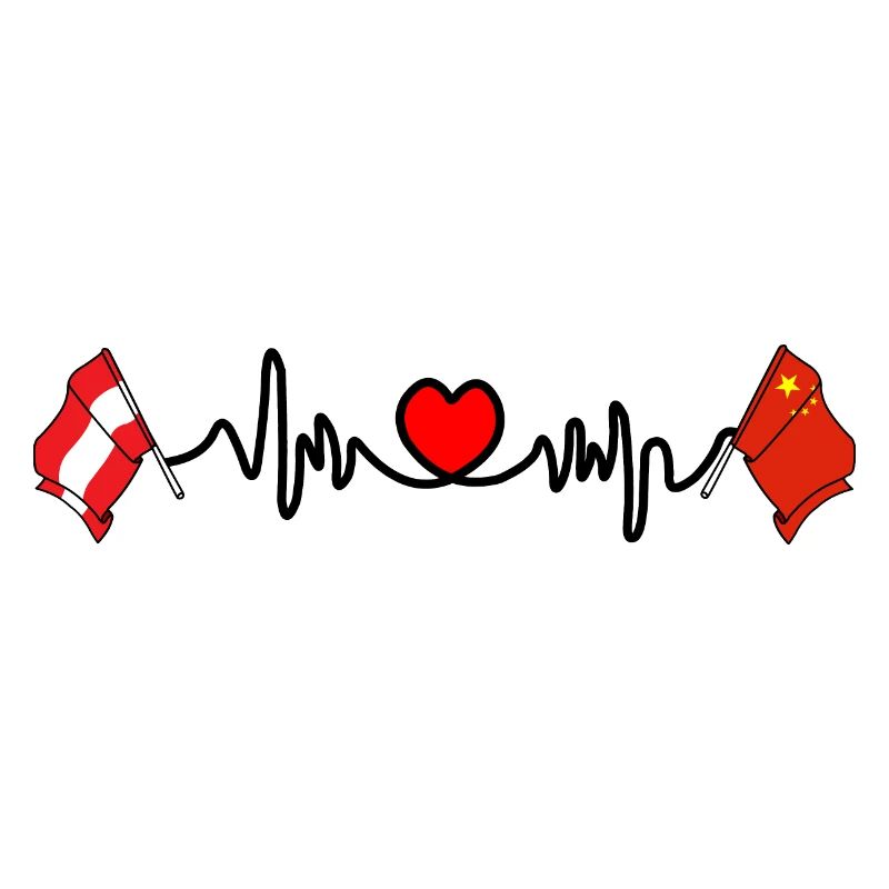 Cardio heart Drapeau Autriche, drapeau Chine