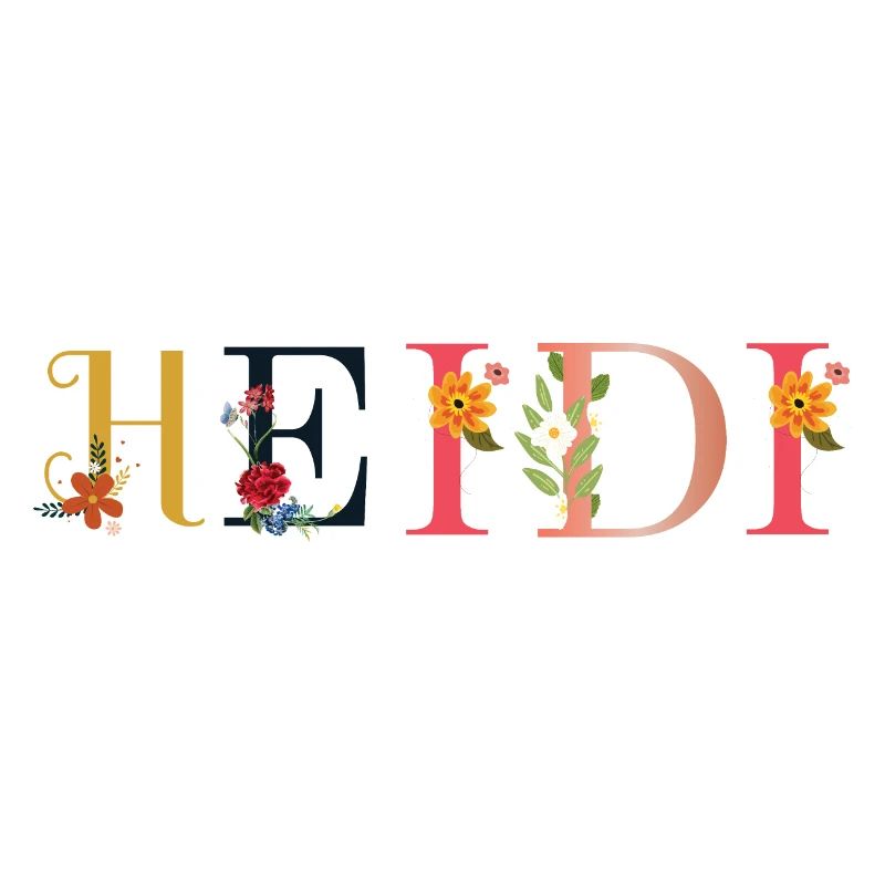 Nom HEIDI décoré de fleurs