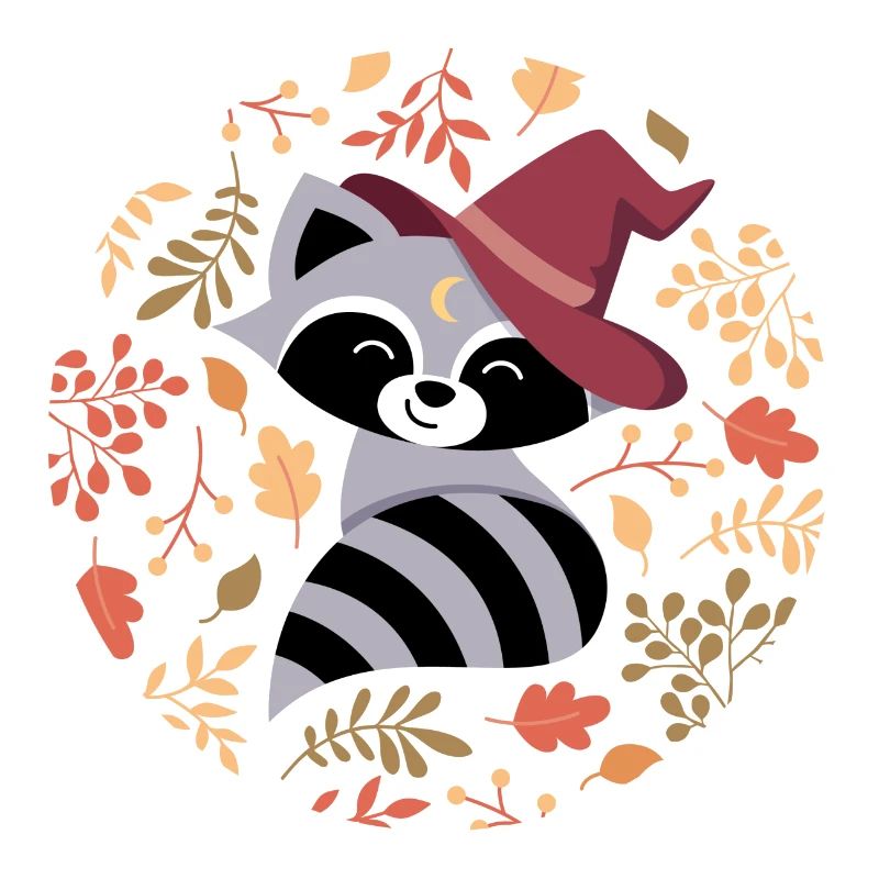 Waschbär mit Herbstmuster