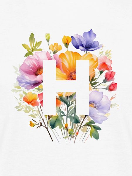 H Monogramm , bunter Blumenstrauss