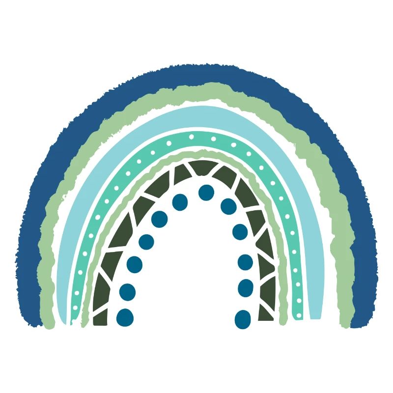 Blue Green rainbow with dots