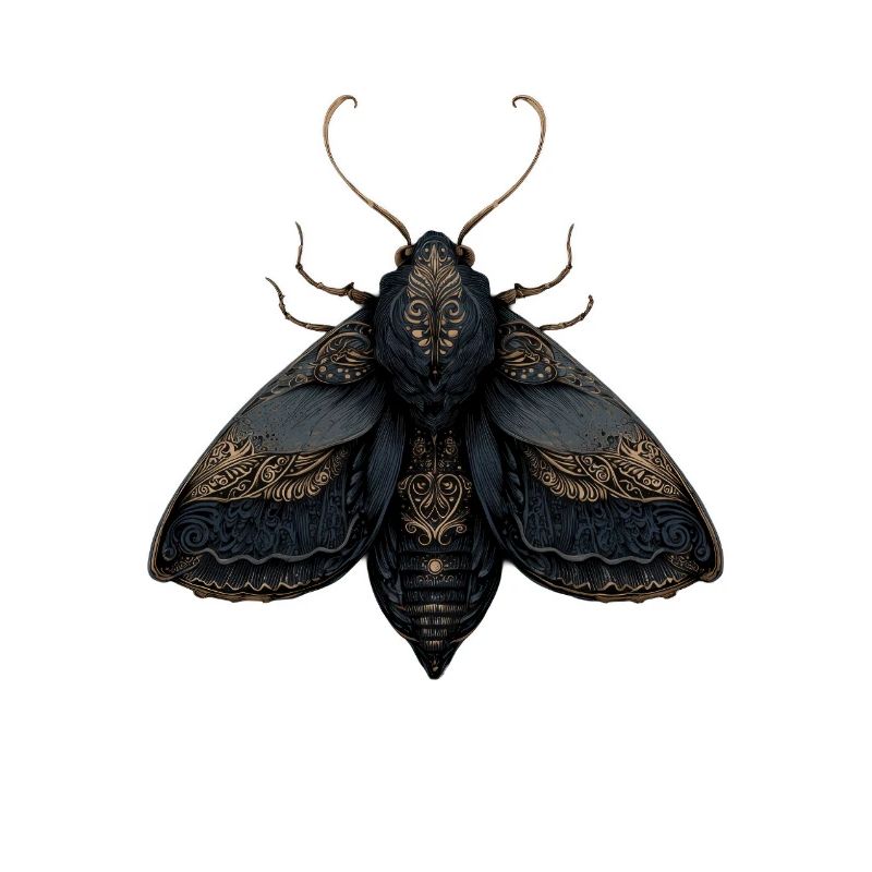 Illustration de papillon de nuit ornée avec des détails complexes