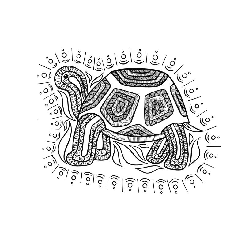 Mandala Turtle noir