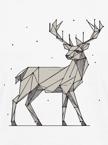 Hirsch 2D grau Schnee